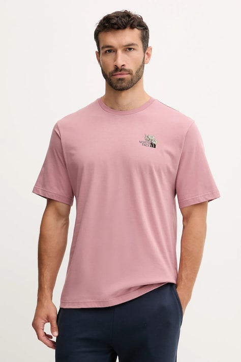 The North Face t-shirt bawełniany Flower Dome męski kolor różowy z nadrukiem NF0A8EGXHCS1