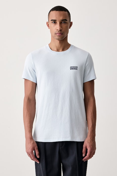 American Vintage T-shirt męski bawełniany niebieski MYKO02C