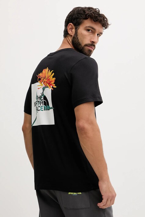 Bombažna kratka majica The North Face moška, črna barva, NF0A8F65JK31