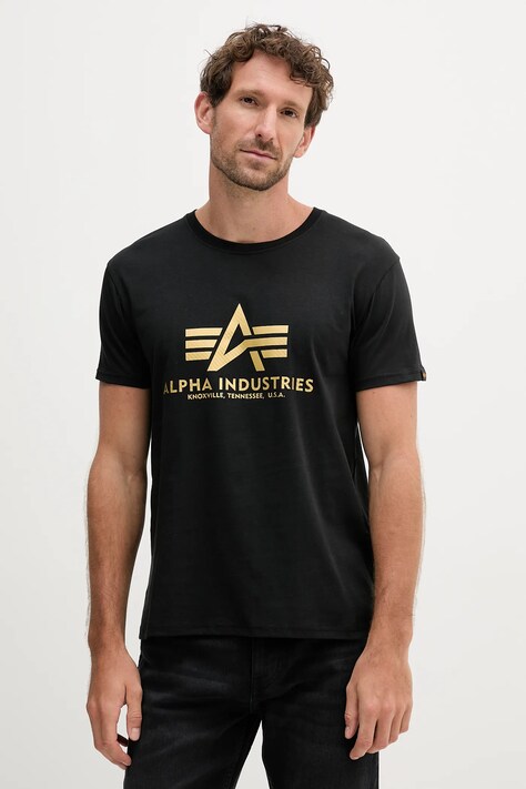 Alpha Industries t-shirt bawełniany męski kolor czarny z nadrukiem 100501CB.365