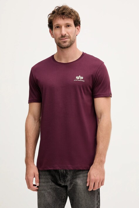 Alpha Industries tricou din bumbac culoarea bordo, cu imprimeu, 188505.608