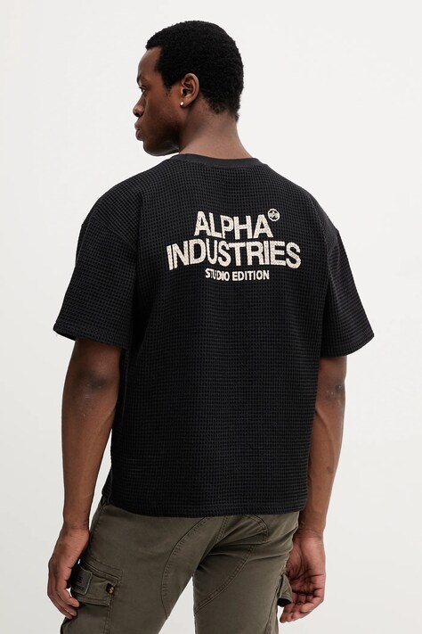 Alpha Industries t-shirt bawełniany męski kolor czarny z nadrukiem 258502.03