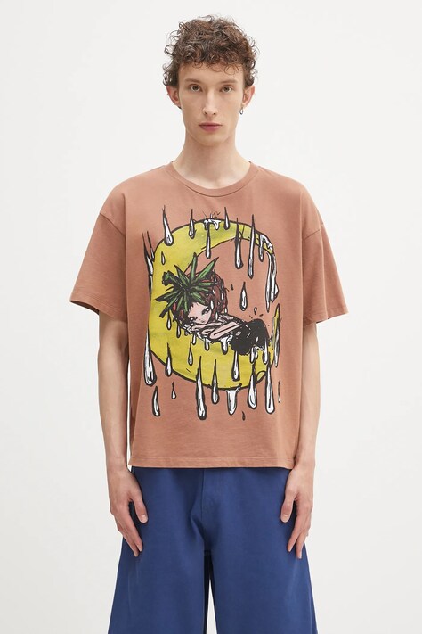Sky High Farm t-shirt bawełniany Eri męski kolor brązowy z nadrukiem SHF07T032