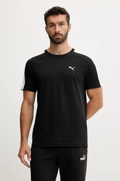 Памучна тениска Puma в черно с апликация 629592