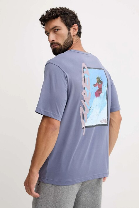 The North Face t-shirt bawełniany męski kolor fioletowy z nadrukiem NF0A8E4EBTR1