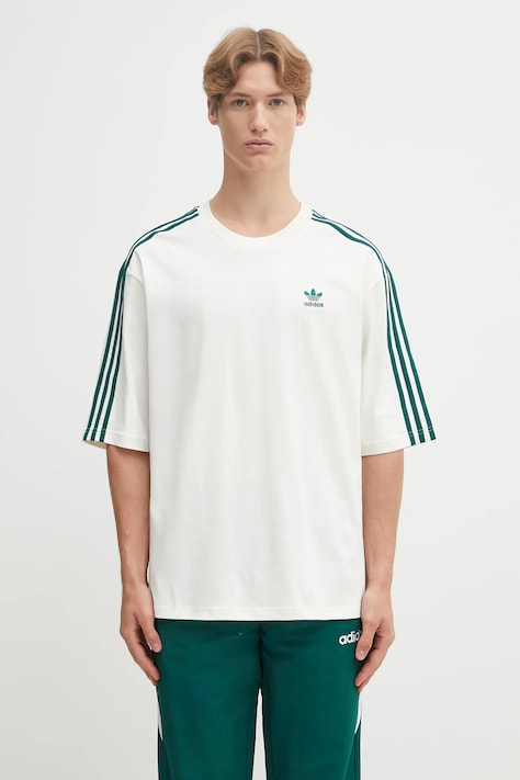 adidas Originals t-shirt bawełniany Oversize Tee męski kolor beżowy z aplikacją KA0478