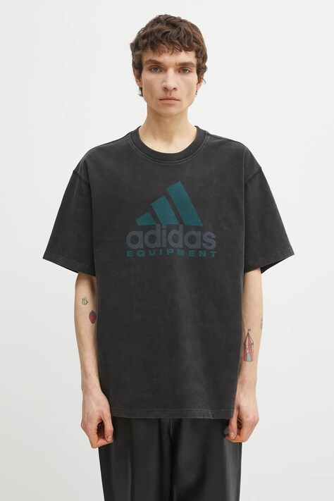 adidas Originals t-shirt bawełniany EQT Tee męski kolor czarny z nadrukiem JV5815