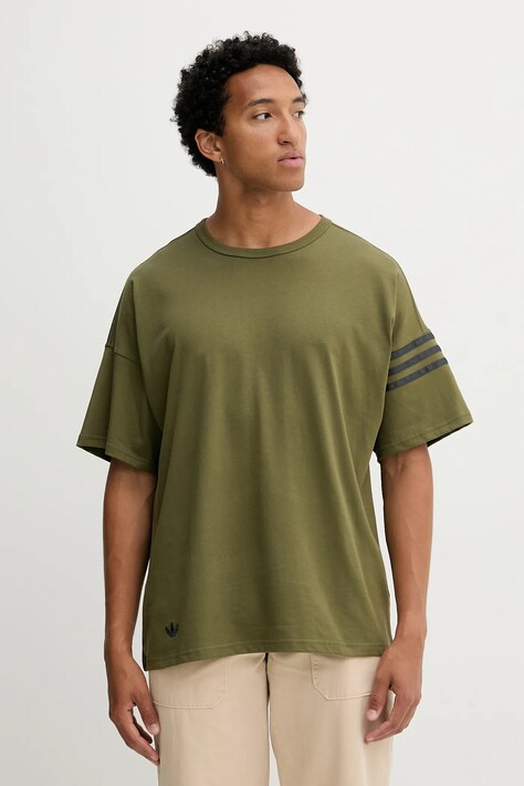 Bavlnené tričko adidas Originals Neu C Tee pánske, zelená farba, s nášivkou, HZ3697