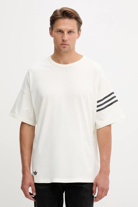adidas Originals t-shirt bawełniany Neu C Tee męski kolor beżowy gładki HZ3698