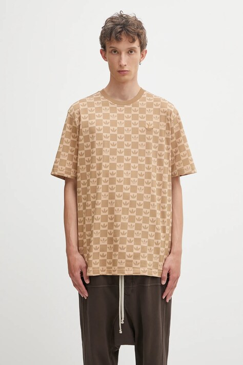 adidas Originals t-shirt bawełniany Mg Lo Ss T męski kolor beżowy wzorzysty JY2970
