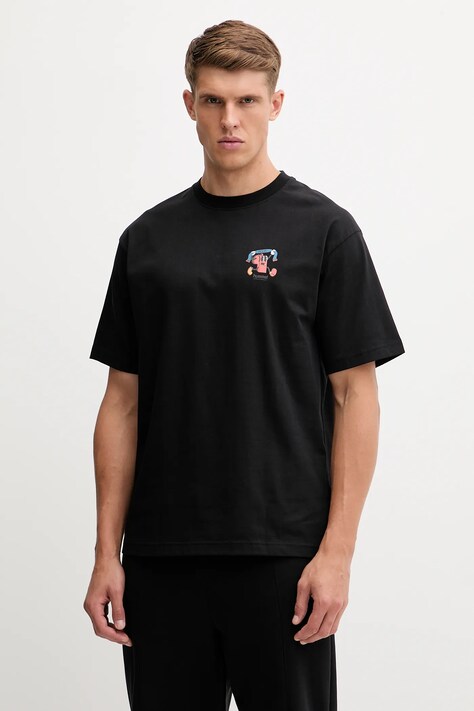 Hummel t-shirt bawełniany męski kolor czarny z nadrukiem 230025
