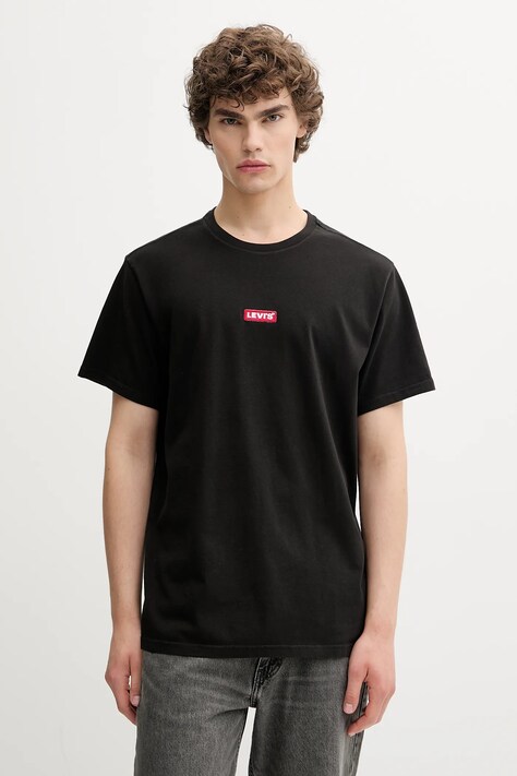 Levi's t-shirt bawełniany męski kolor czarny gładki 79554