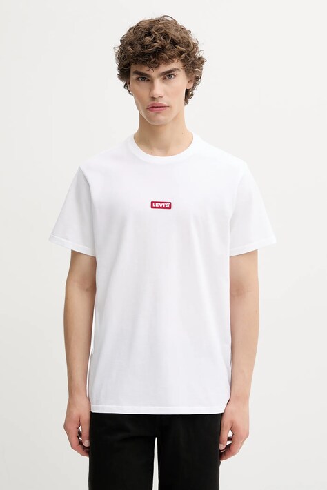 Levi's t-shirt bawełniany męski kolor biały z nadrukiem 79554