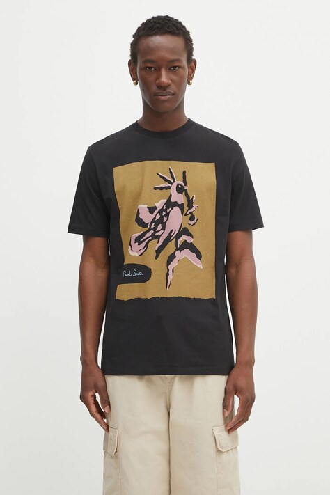 Paul Smith t-shirt bawełniany męski kolor czarny z nadrukiem M1R-919T-TP4931
