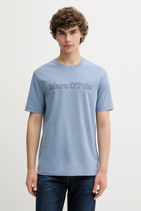 Marc O'Polo t-shirt bawełniany męski kolor niebieski z nadrukiem 526201251154