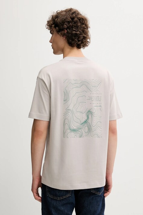 Marc O'Polo t-shirt bawełniany męski kolor beżowy z nadrukiem 526206451158