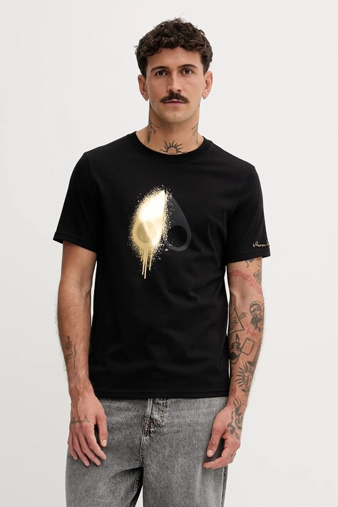 MOOSE KNUCKLES t-shirt bawełniany Augstine męski kolor czarny z nadrukiem M34MT705G