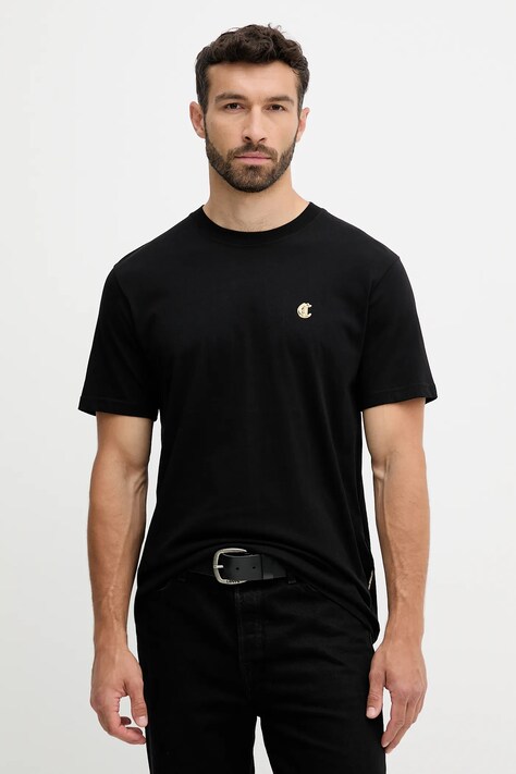 Just Cavalli t-shirt bawełniany męski kolor czarny gładki 79OAHT06 CJ500