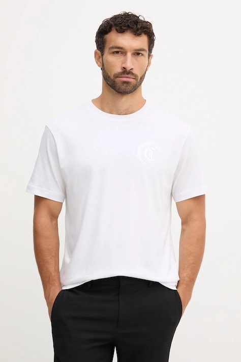Just Cavalli t-shirt bawełniany męski kolor biały z nadrukiem 79OAHT11 CJ500