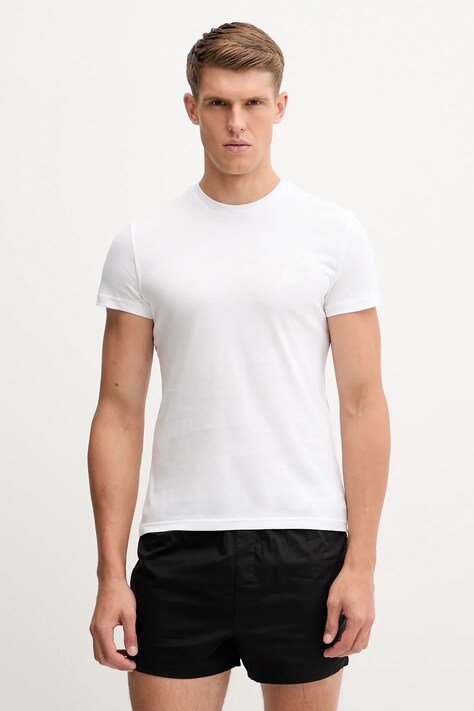 Just Cavalli t-shirt bawełniany 2-pack męski kolor biały gładki 79OAJU03 CJUT1
