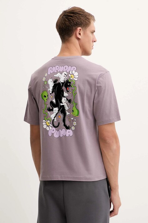 Хлопковая футболка Puma PUMA x RIPNDIP цвет фиолетовый с принтом 632413