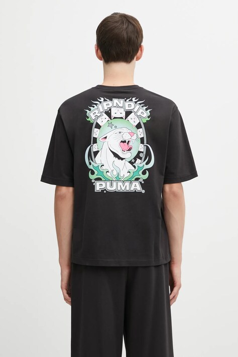 Βαμβακερό μπλουζάκι Puma PUMA x RIPNDIP ανδρικό, χρώμα: μαύρο, 632413