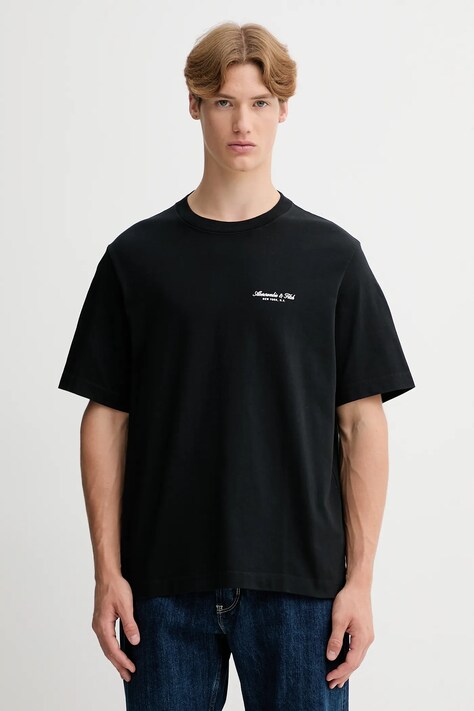 Abercrombie & Fitch t-shirt bawełniany męski kolor czarny z nadrukiem KI123-5091-900