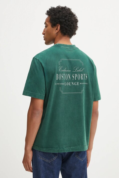 Abercrombie & Fitch t-shirt bawełniany męski kolor zielony z nadrukiem KI123-5233-303