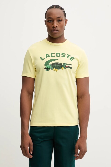 Lacoste t-shirt męski kolor żółty z nadrukiem TH4760