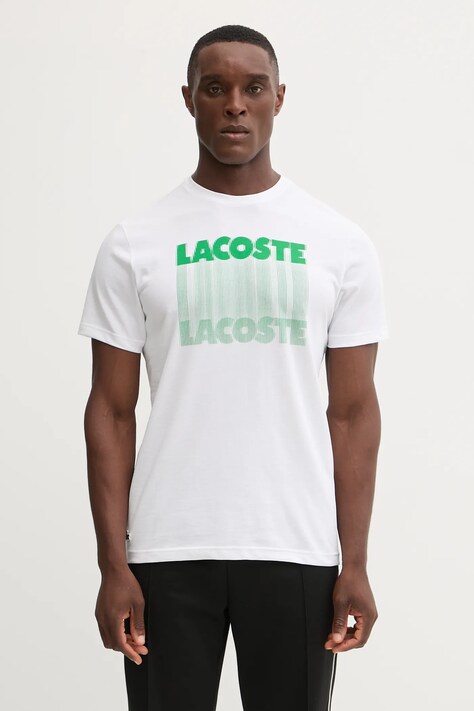 Lacoste t-shirt męski kolor biały z nadrukiem TH4781