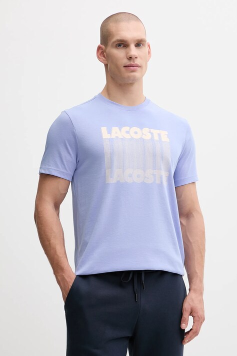 Lacoste t-shirt męski kolor niebieski z nadrukiem TH4781