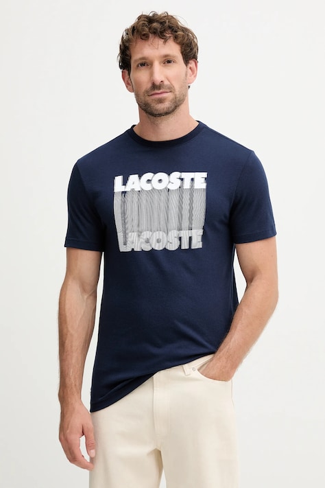 Lacoste t-shirt męski kolor granatowy z nadrukiem TH4781