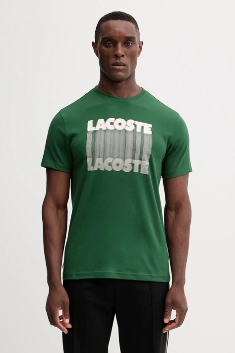 Lacoste t-shirt męski kolor zielony z nadrukiem TH4781