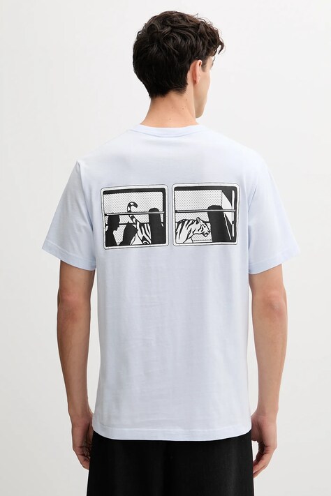Kenzo t-shirt bawełniany męski kolor niebieski z nadrukiem FF65TS2564SG