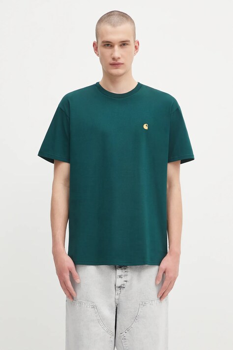 Carhartt WIP cotton t-shirt S/S Chase green color with an application I026391.30YXX