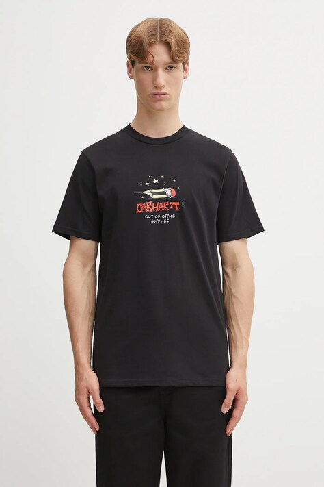 Carhartt WIP t-shirt bawełniany S/S Work Life Romance męski kolor czarny z nadrukiem I035201.89XX