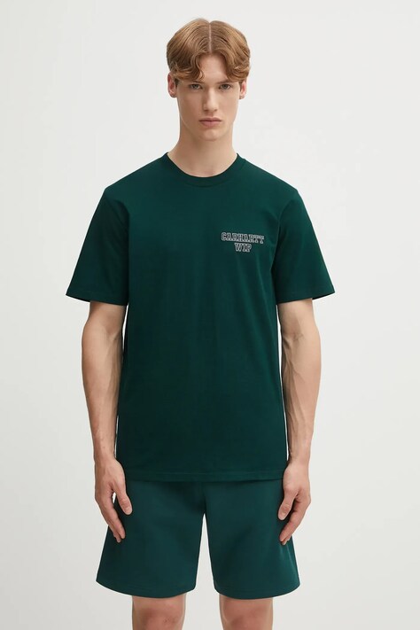 Carhartt WIP t-shirt bawełniany S/S Alumni męski kolor zielony z aplikacją I035207.05AXX
