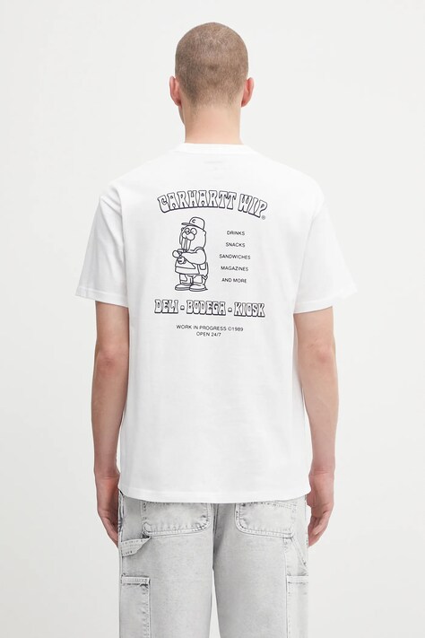 Carhartt WIP t-shirt bawełniany S/S Sandwich męski kolor biały z nadrukiem I035230.02XX