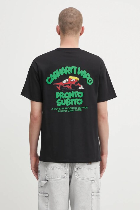 Carhartt WIP t-shirt bawełniany S/S Pronto męski kolor czarny z nadrukiem I035195.89XX