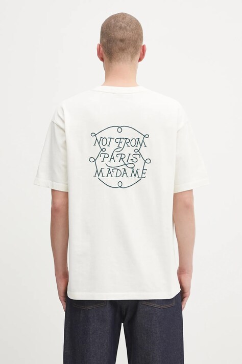 Бавовняна футболка Drôle de Monsieur Le Tshirt Slogan Tresses колір бежевий з аплікацією H.TS259.CO134