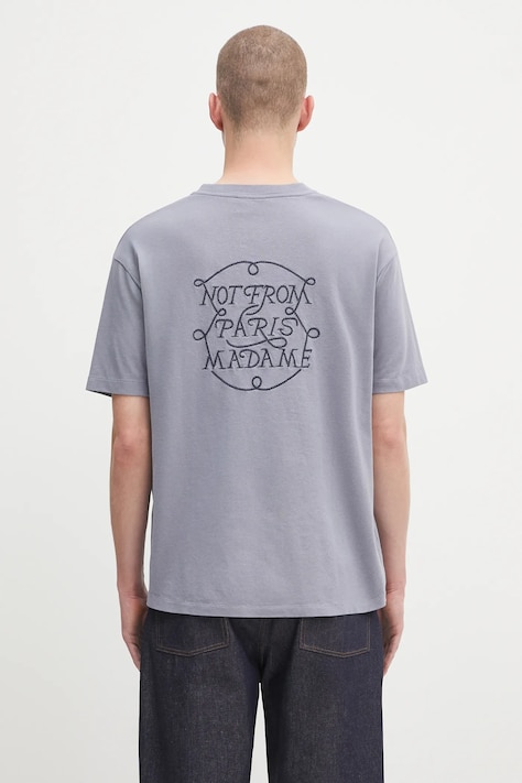 Drôle de Monsieur t-shirt bawełniany Le Tshirt Slogan Tresses męski kolor niebieski z aplikacją H.TS259.CO134