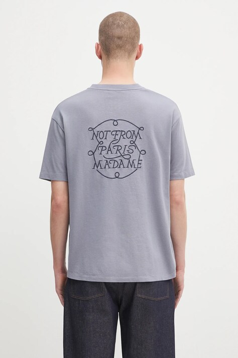 Drôle de Monsieur t-shirt bawełniany Le Tshirt Slogan Tresses męski kolor niebieski z aplikacją H.TS259.CO134