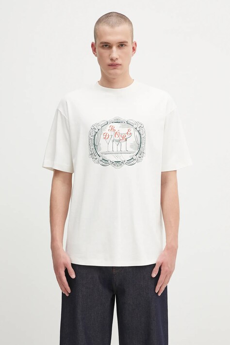 Βαμβακερό μπλουζάκι Drôle de Monsieur Le Tshirt Plateau ανδρικό, χρώμα: άσπρο, H.TS255.CO002