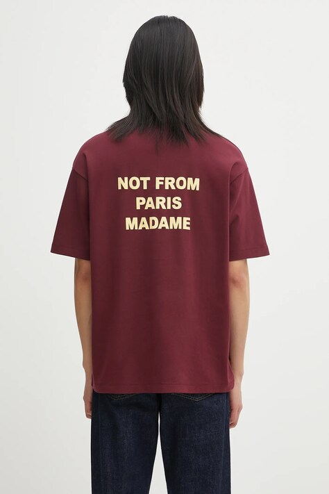 Βαμβακερό μπλουζάκι Drôle de Monsieur Le T-shirt Slogan ανδρικό, χρώμα: κόκκινο, I.TS203.CO002