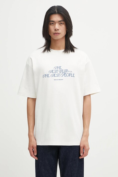 Drôle de Monsieur t-shirt bawełniany Le T-shirt "The Best Club" męski kolor beżowy wzorzysty I.TS273.CO002