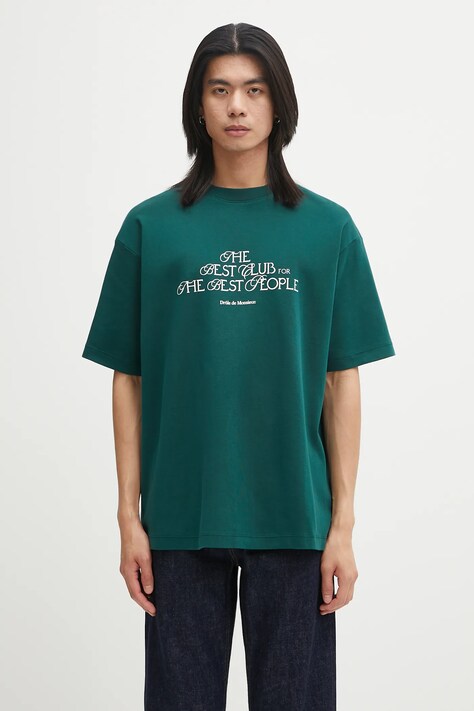 Βαμβακερό μπλουζάκι Drôle de Monsieur Le T-shirt "The Best Club" ανδρικό, χρώμα: πράσινο, I.TS273.CO002