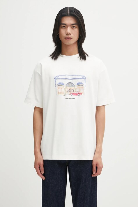 Drôle de Monsieur t-shirt bawełniany Le T-shirt DrUle Palace męski kolor beżowy wzorzysty I.TS285.CO002