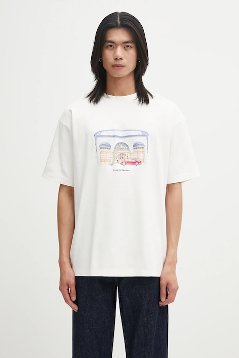 Drôle de Monsieur t-shirt bawełniany Le T-shirt DrUle Palace męski kolor beżowy wzorzysty I.TS285.CO002