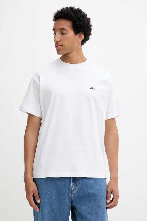 Vans t-shirt bawełniany męski kolor biały z nadrukiem VN000R9XWHT1