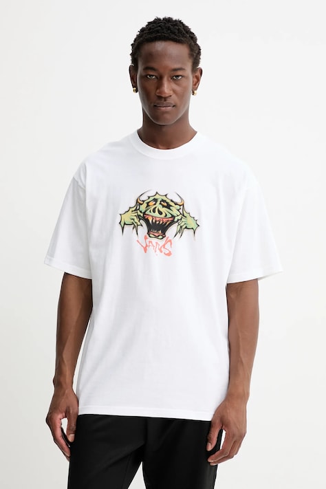 Vans tricou din bumbac culoarea alb, cu imprimeu, VN000PDYWHT1
